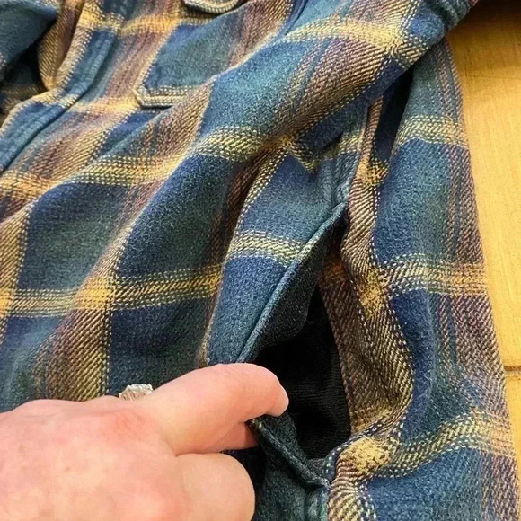 Orvis Men’s Heavyweight Shacket Cotton Plaid Blue Tan XXL - Picture 7 of 12